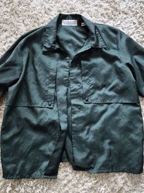 Karen Scott Deep Teal Button-Front Shirt Jacket